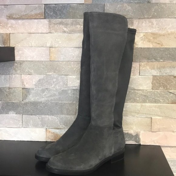 Blondo Ellie Waterproof Grey Suede Knee High Riding Boot - Picture 2 of 12